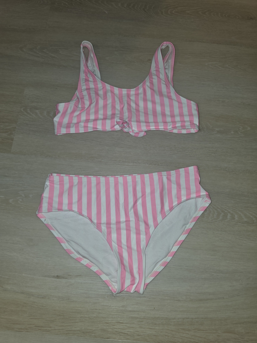 Kids Pink and White Stripe Two-Piece Swim Set